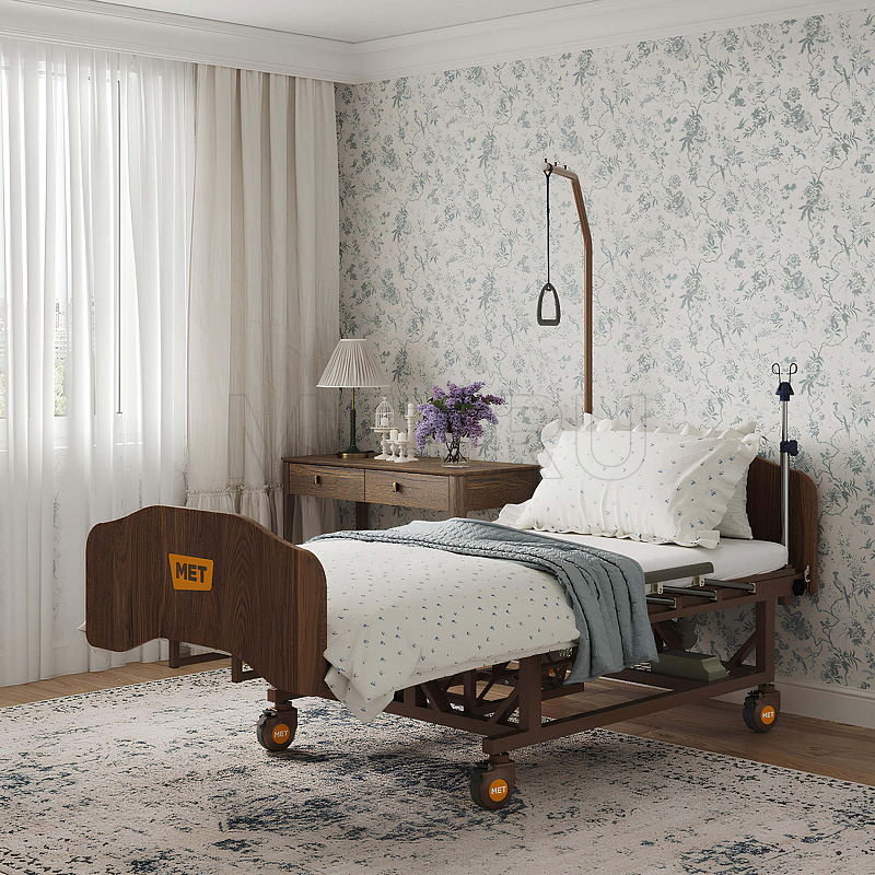 MET EVA Кровать функциональная медицинская электрическая с полным переворотом, с туалетом, с "ушками" MET